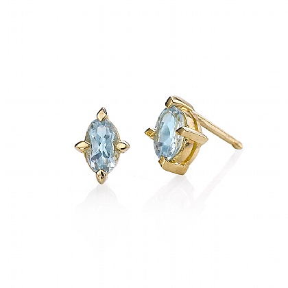 Gold Jewellery From Pia Gold Blue Topaz Stud Earrings