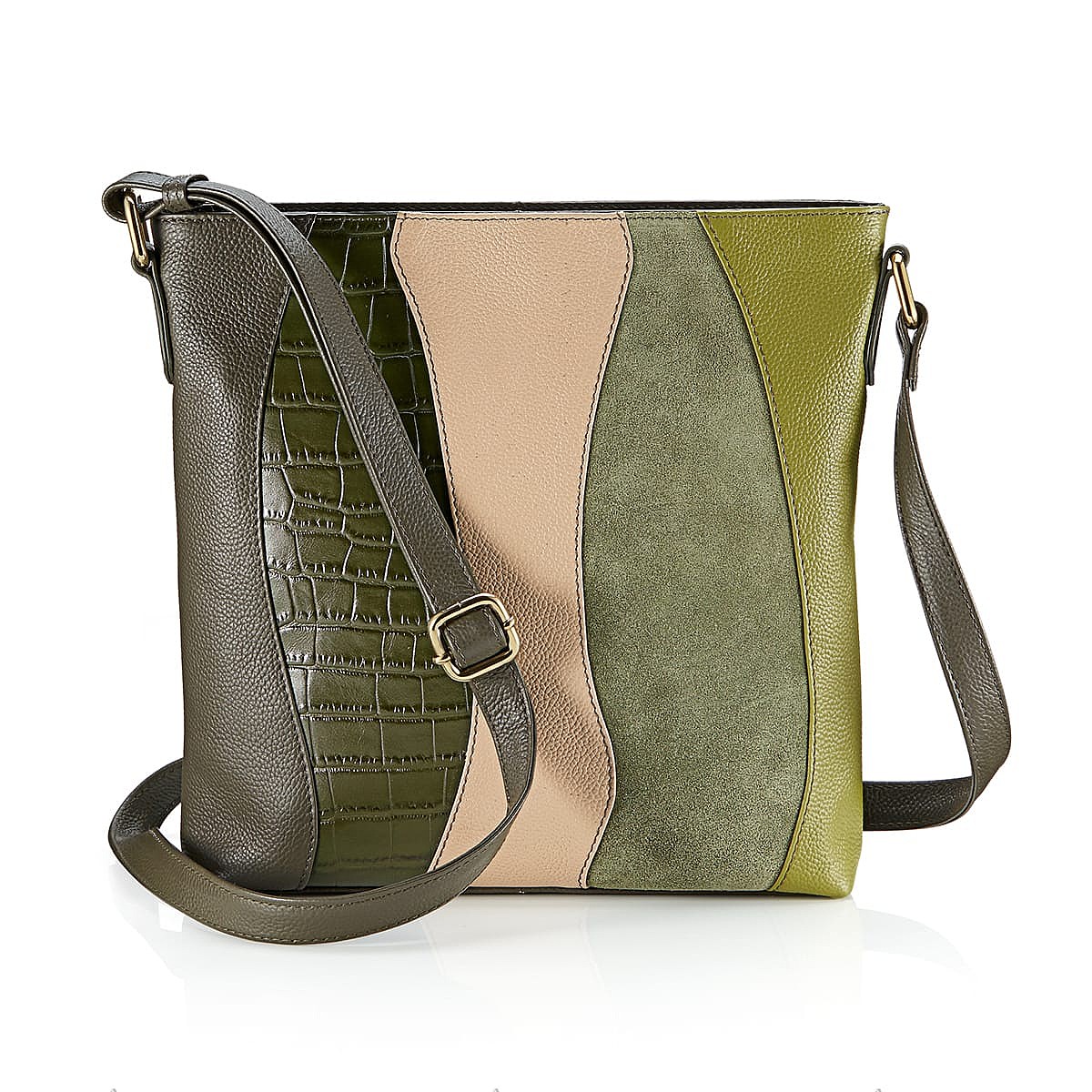 Green In the Groove Leather Cross-Body Bag