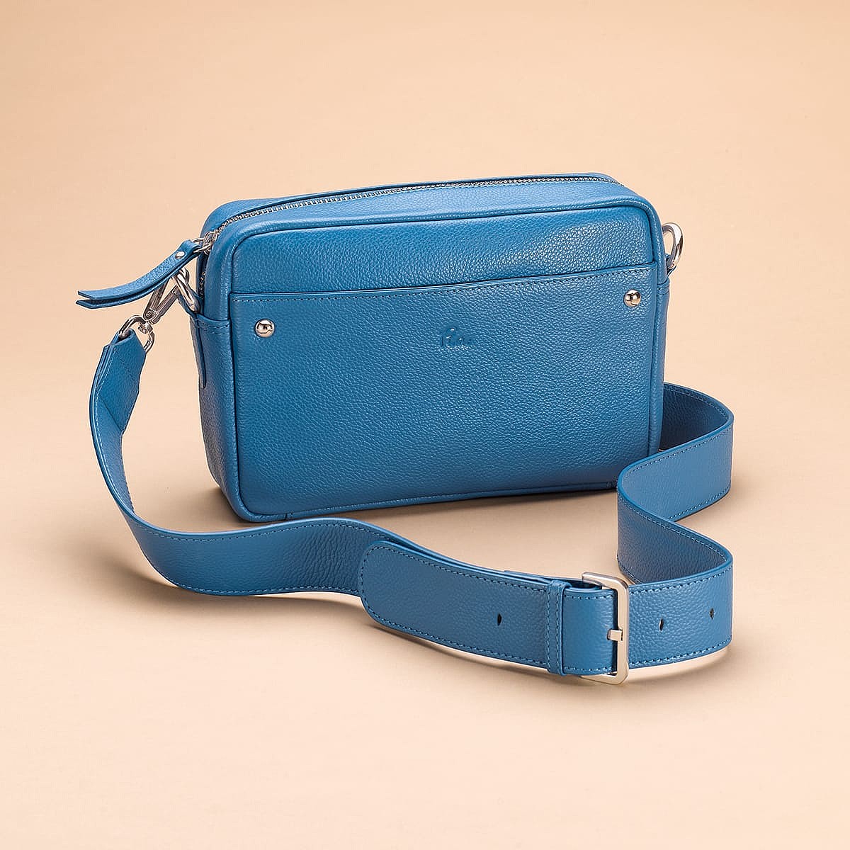 Blue Go Lightly Leather Cross-Body Bag