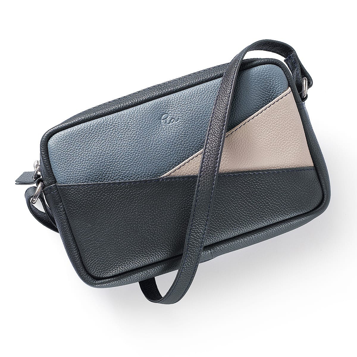 All Lined Up Blue Leather Purse