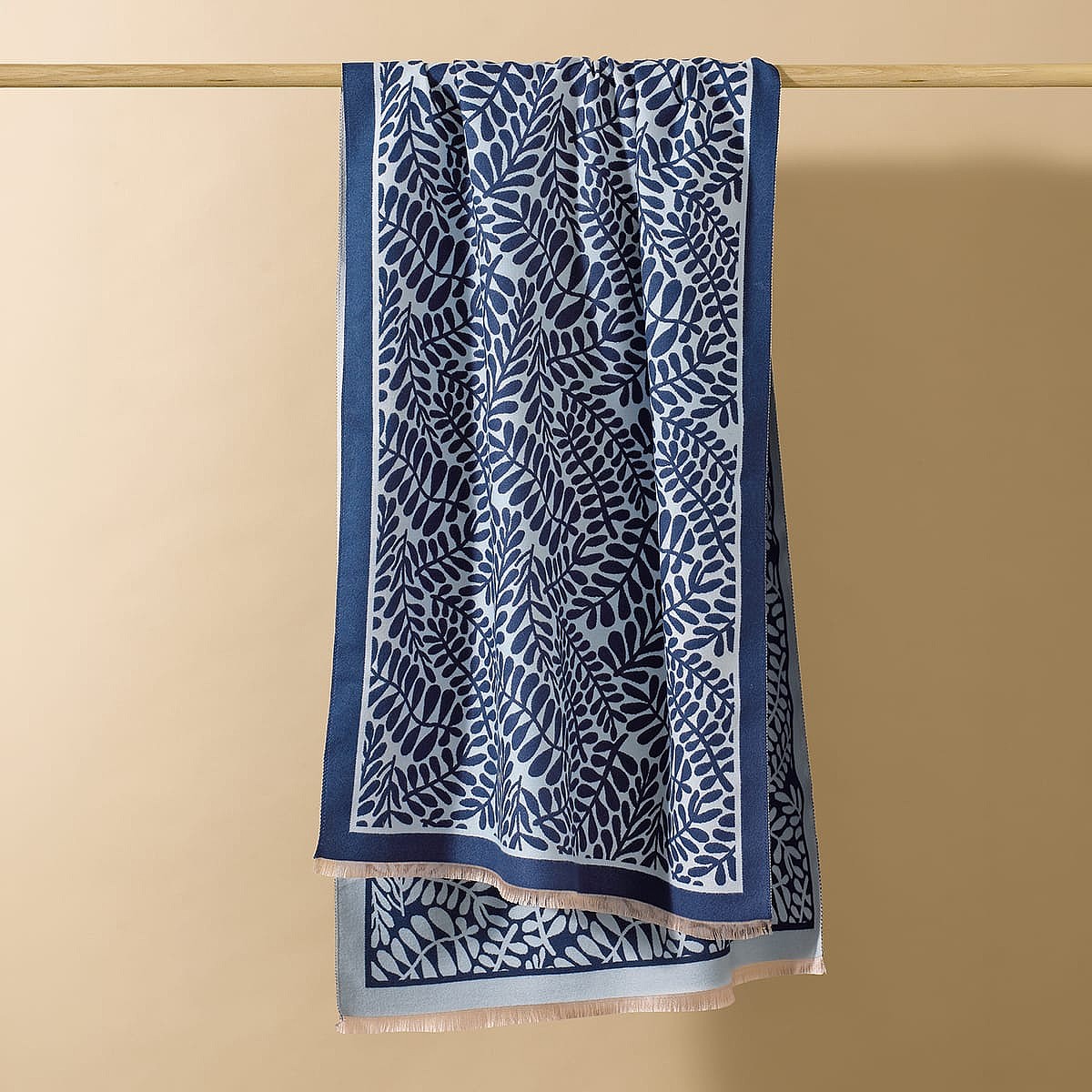 Framed Fronds Blue Reversible Scarf