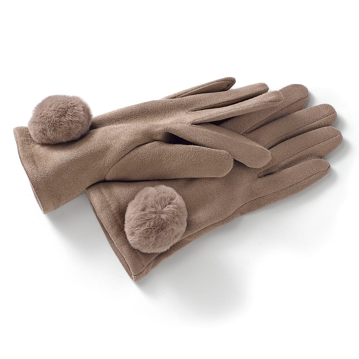 A Touch of Taupe Faux Suede Gloves