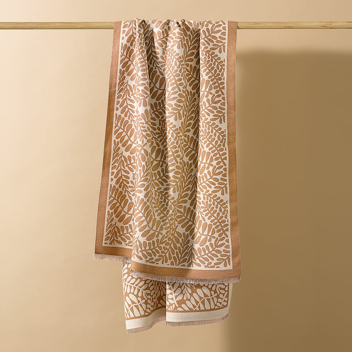 Framed Fronds Brown Reversible Scarf