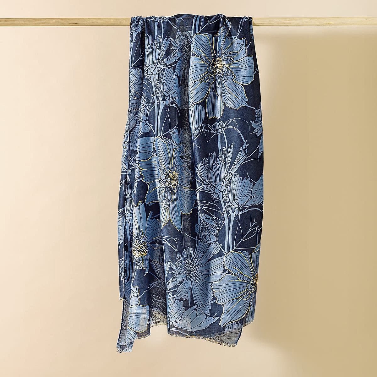 Finely Flourished Blue Scarf
