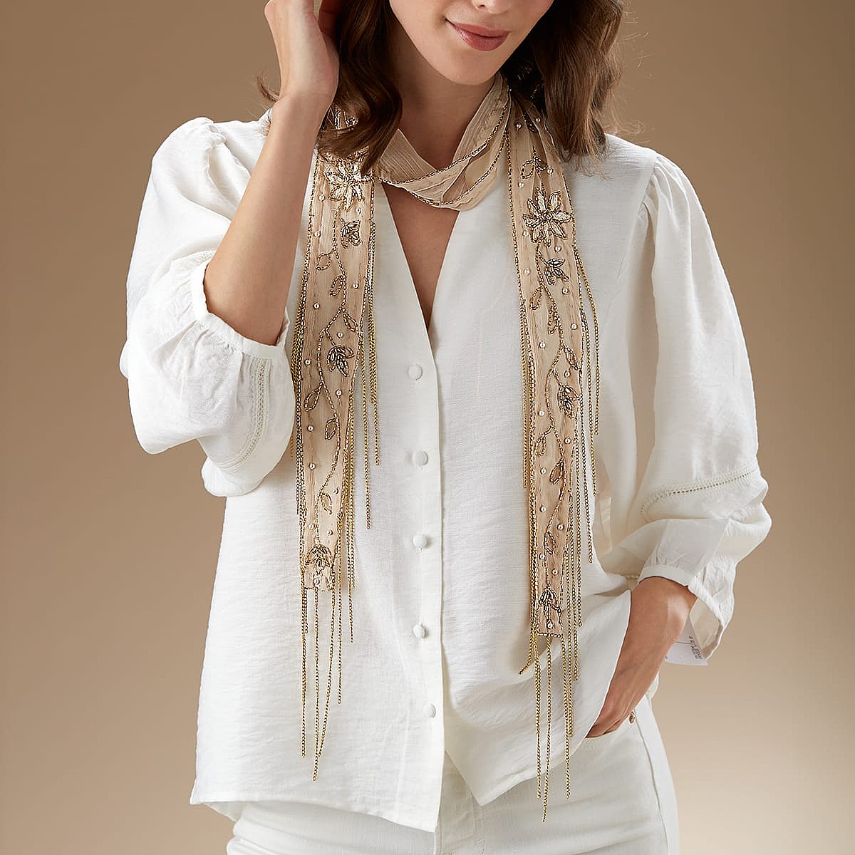 Draped in Delight Cream Scarf