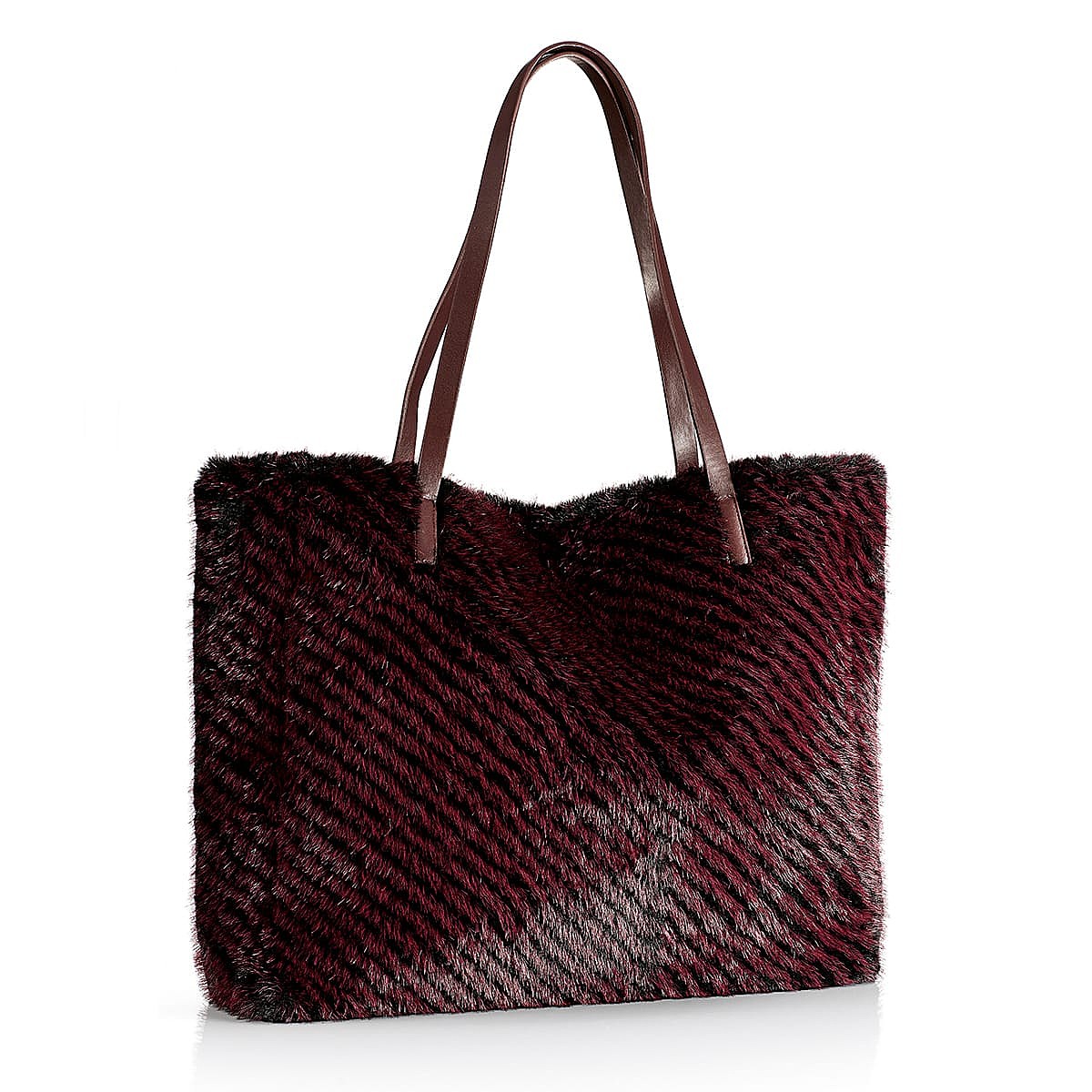 Blissfully Burgundy Faux Fur Tote Bag