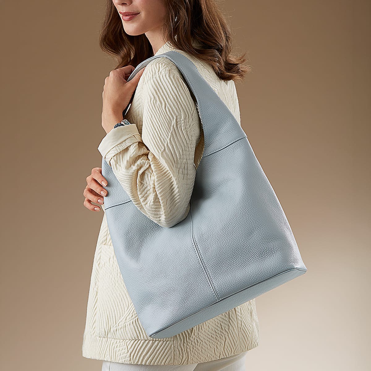 Walk on Air Light Blue Leather Slouch Bag