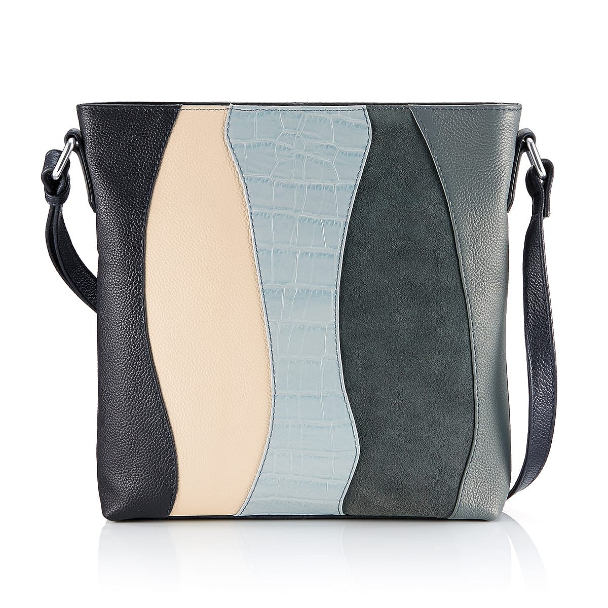 Blue In the Groove Leather Cross-Body Bag