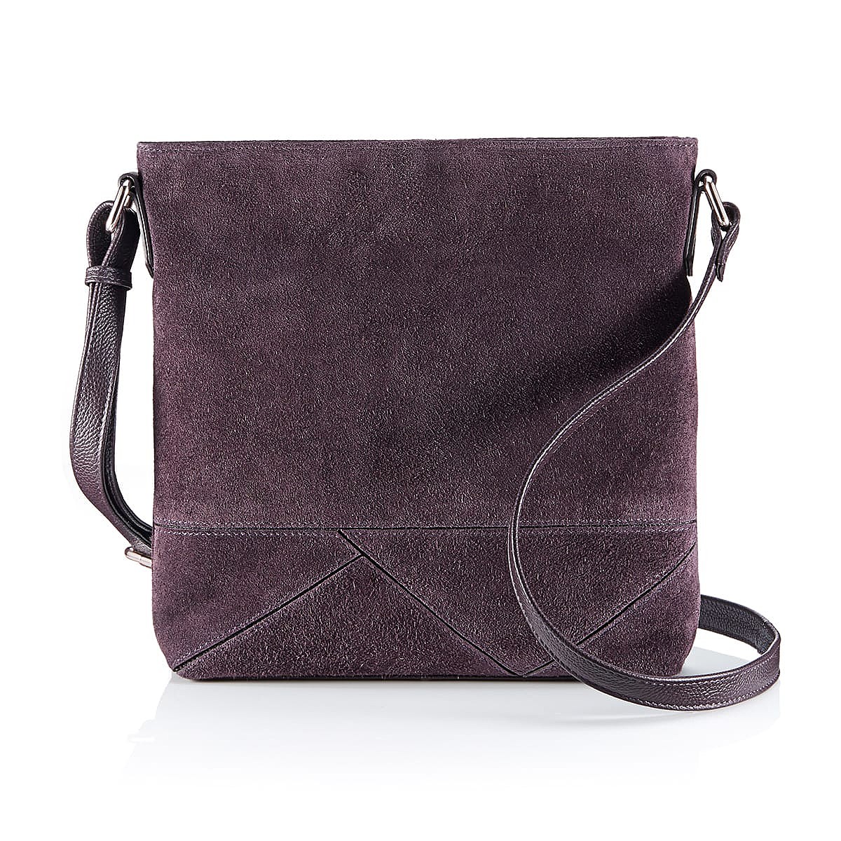 Fine Lines Purple Suede Cross-Body Bag