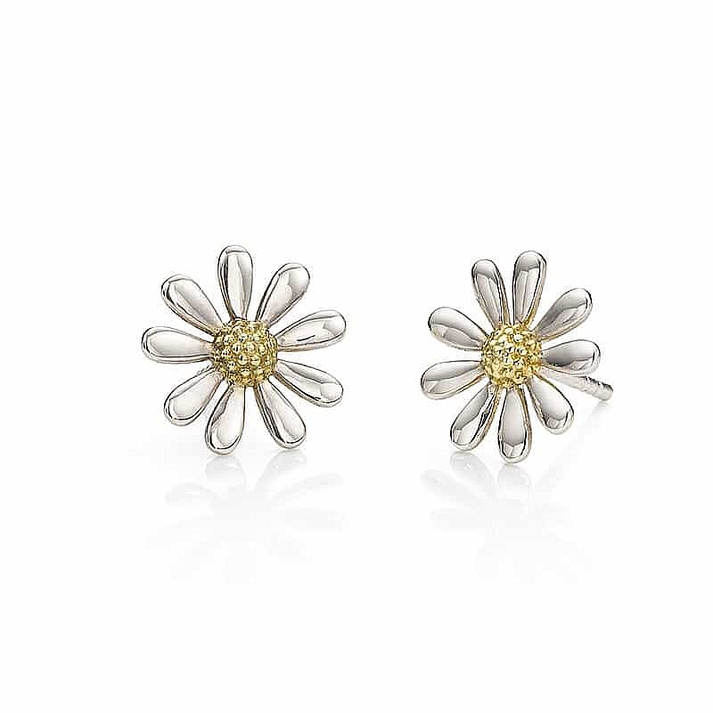 Silver Daisy Stud Earrings