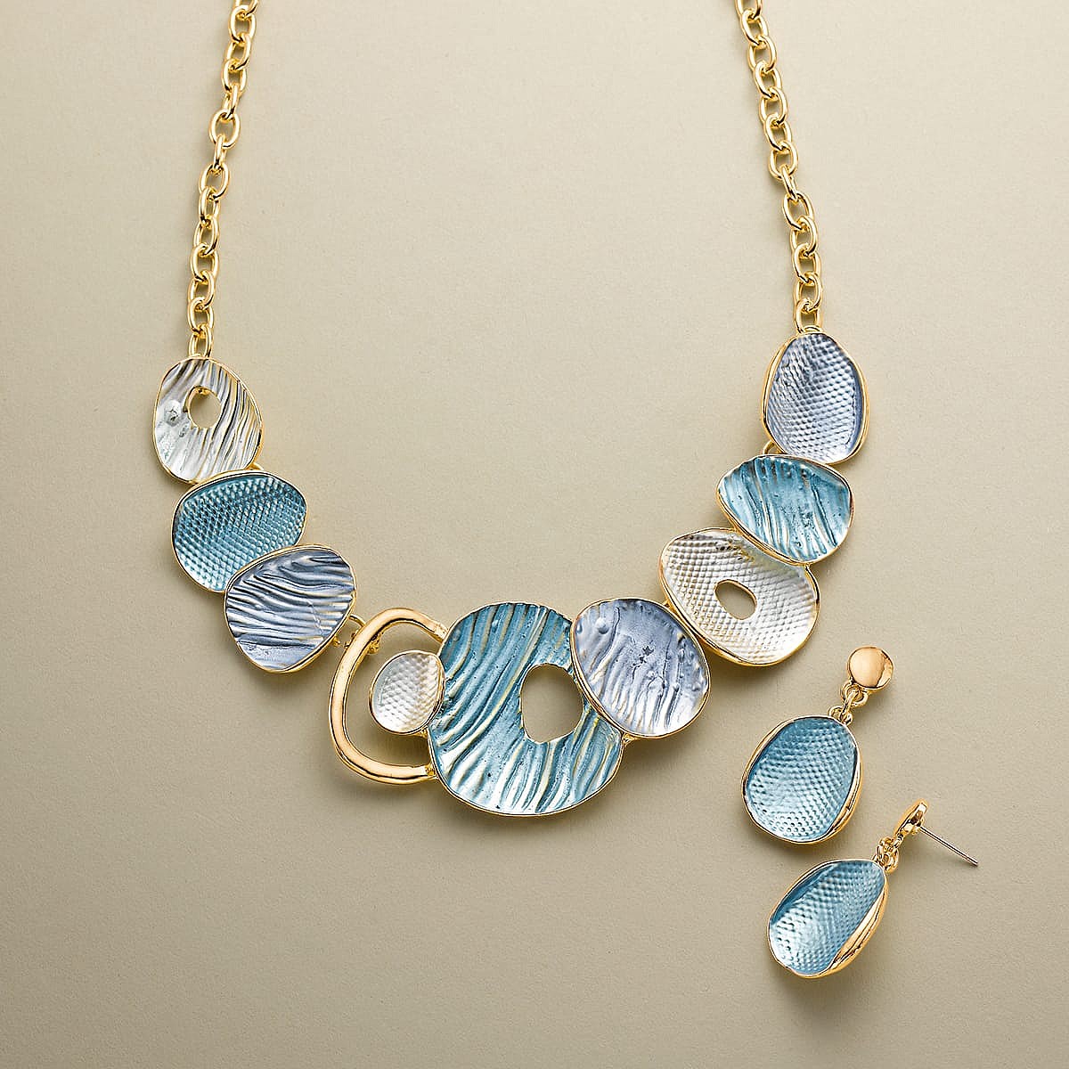 Shaded Intrigue Blue Necklace & Earrings