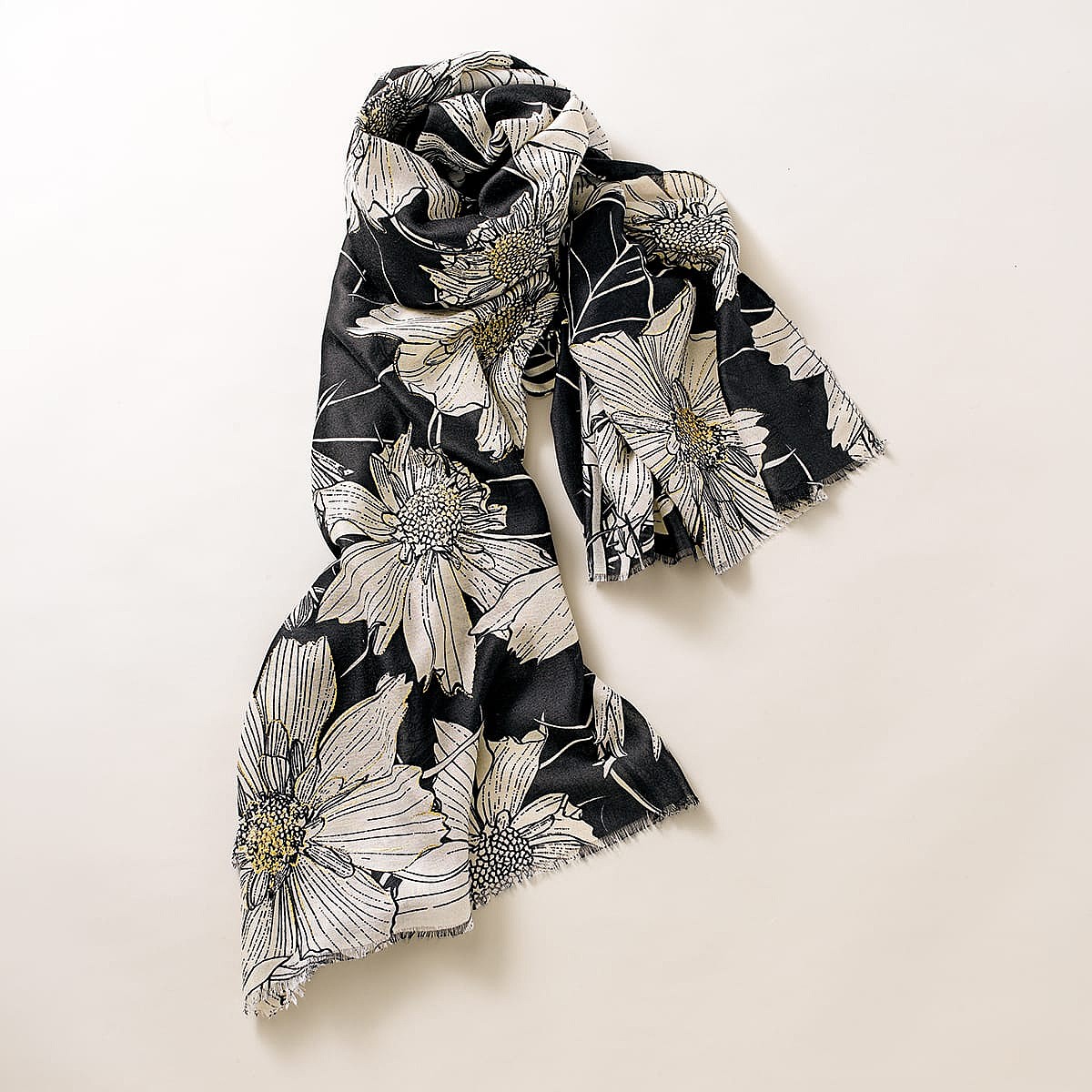 Finely Flourished Black Scarf