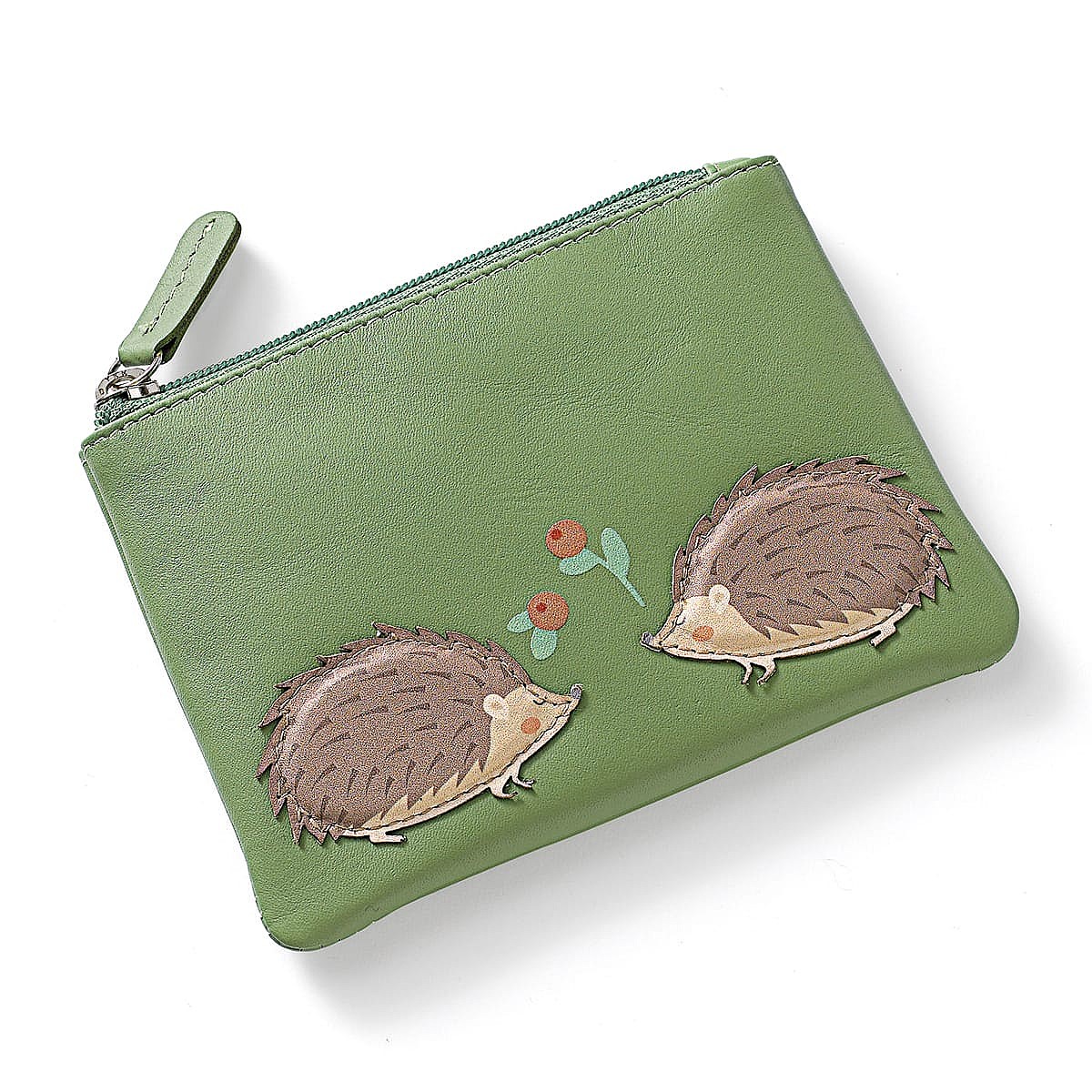 Happy Hedges Green Leather Coin Purse