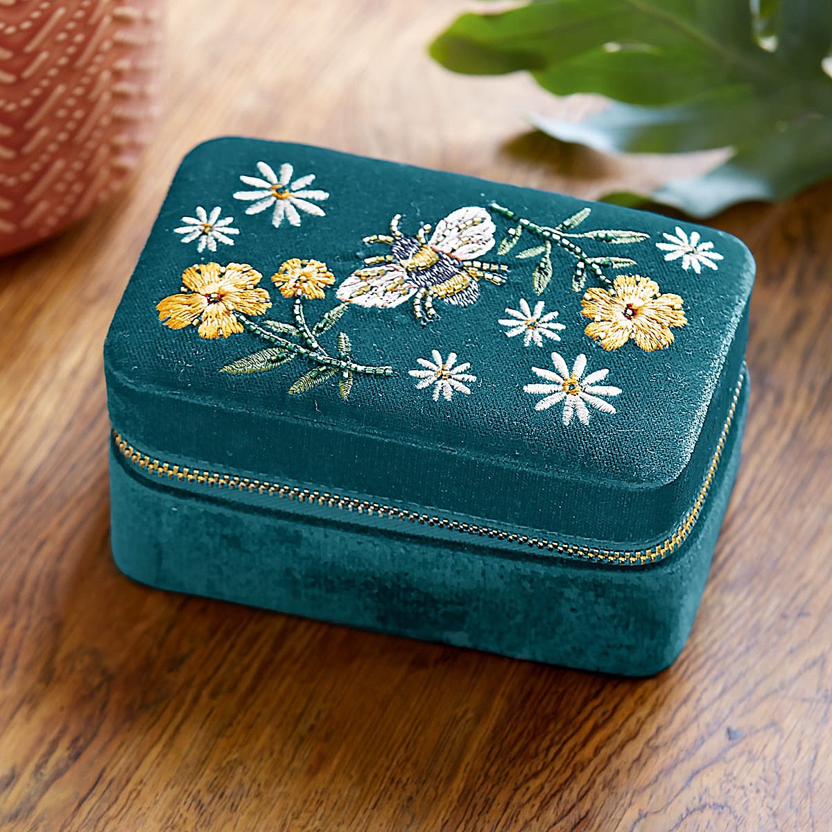 Bee in Bloom Teal Jewellery Box