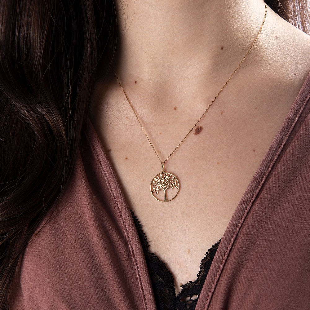 Gold necklace tree discount of life pendant