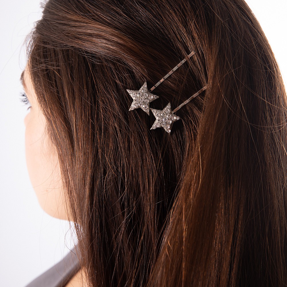 Pair of Silvery Bright Stars Hair Clips | Hair Accessories | Pia Jewellery