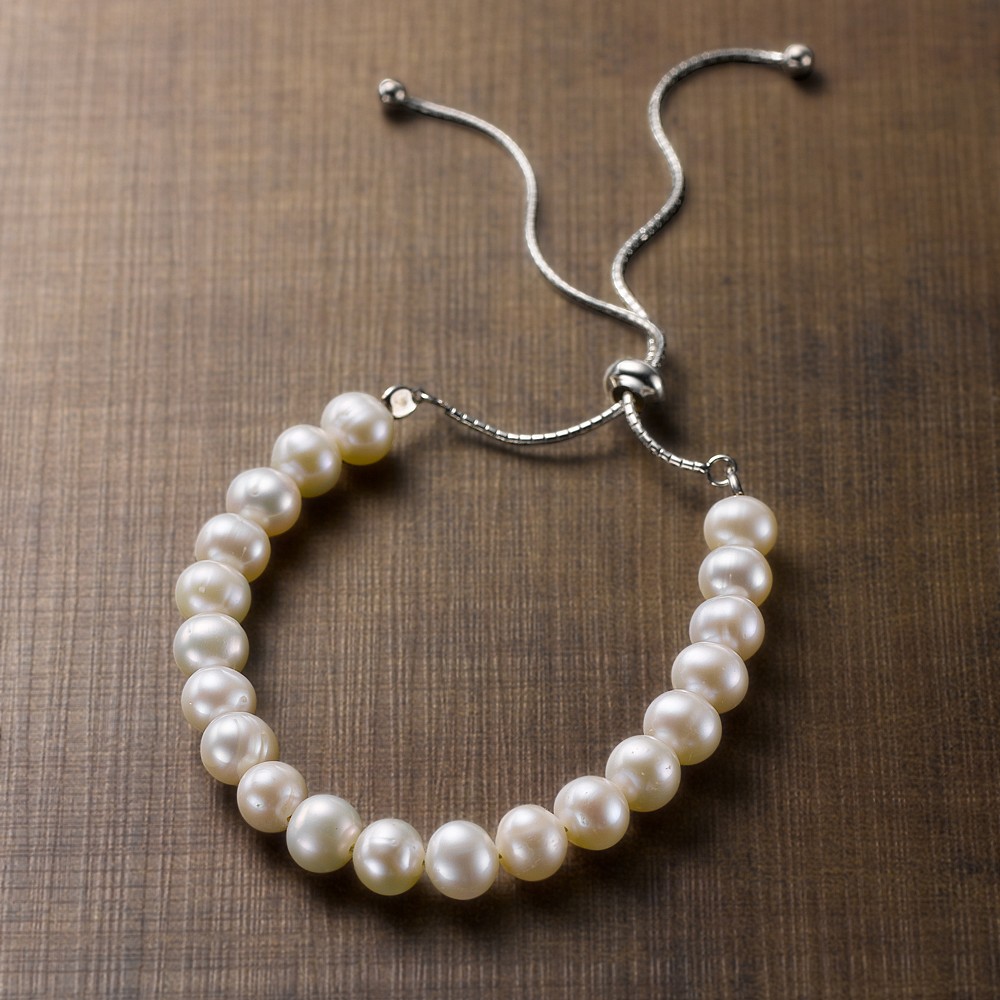 Freshwater Pearl and Silver Slider Bracelet Bracelets, Bangles