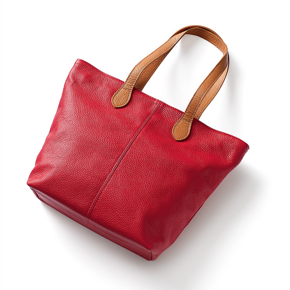 Around Town Geranium Leather Tote Bag | Red Leather Bags | Pia Jewellery