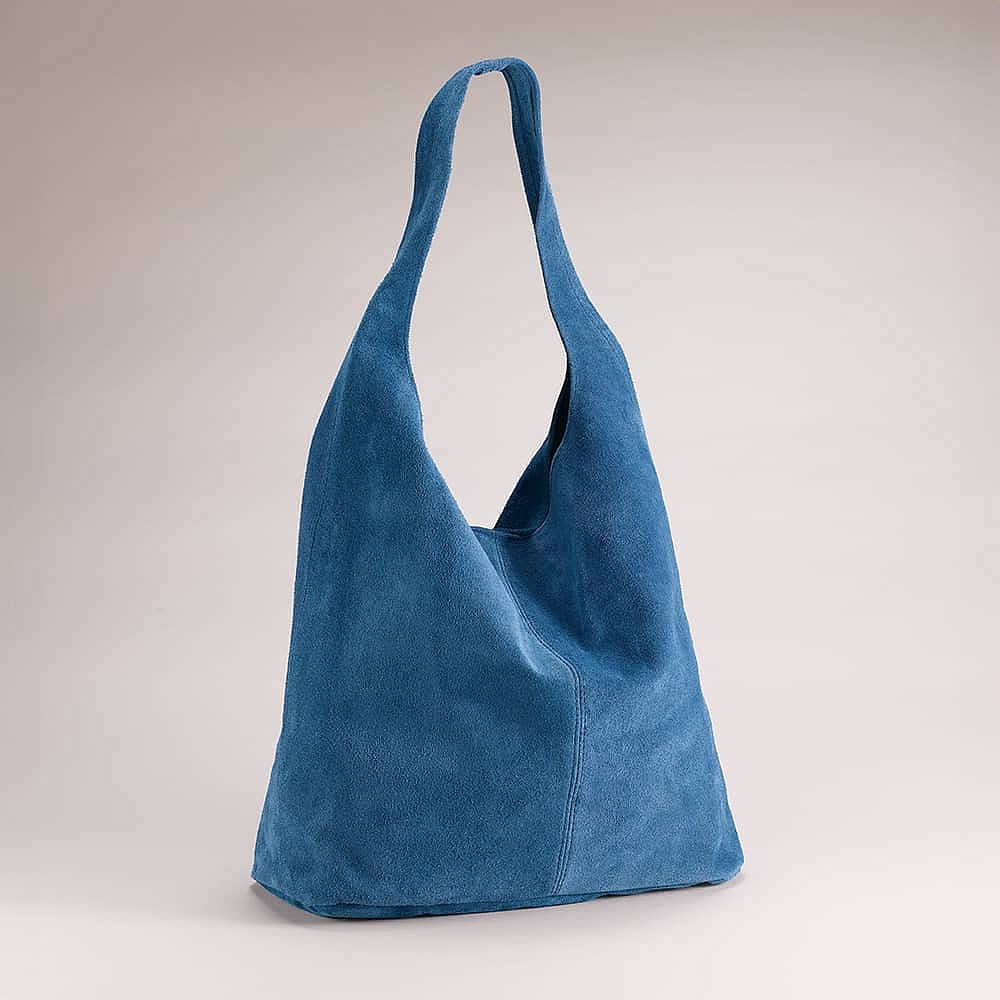 Out of the Blue Suede Slouch Bag