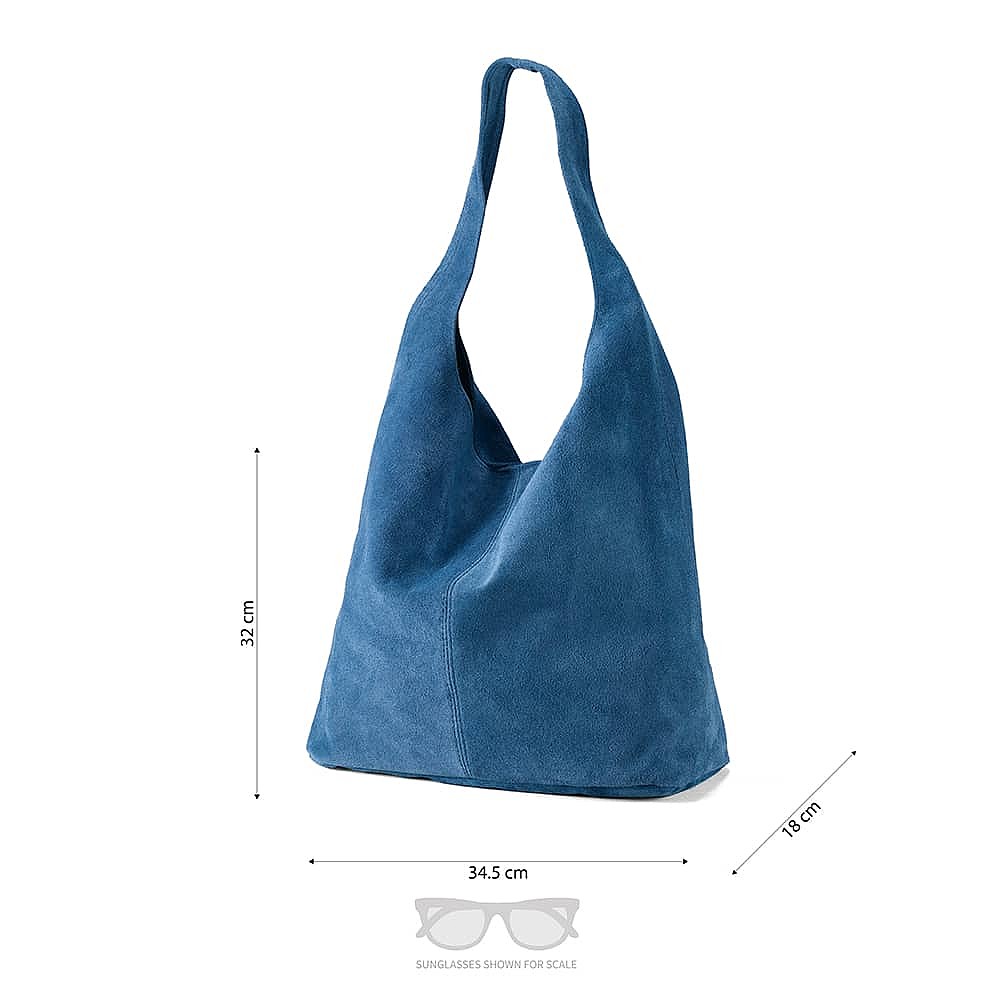 Out of the Blue Suede Slouch Bag
