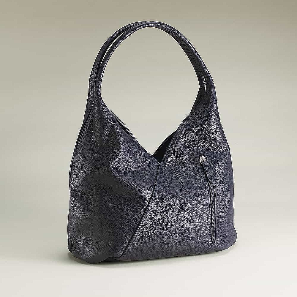 Navy Tulip Leather Bag