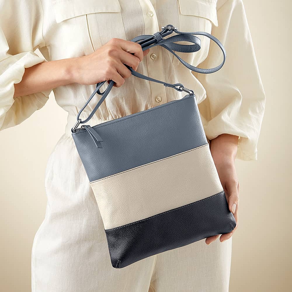 Horizons Blue Leather Cross-Body Bag