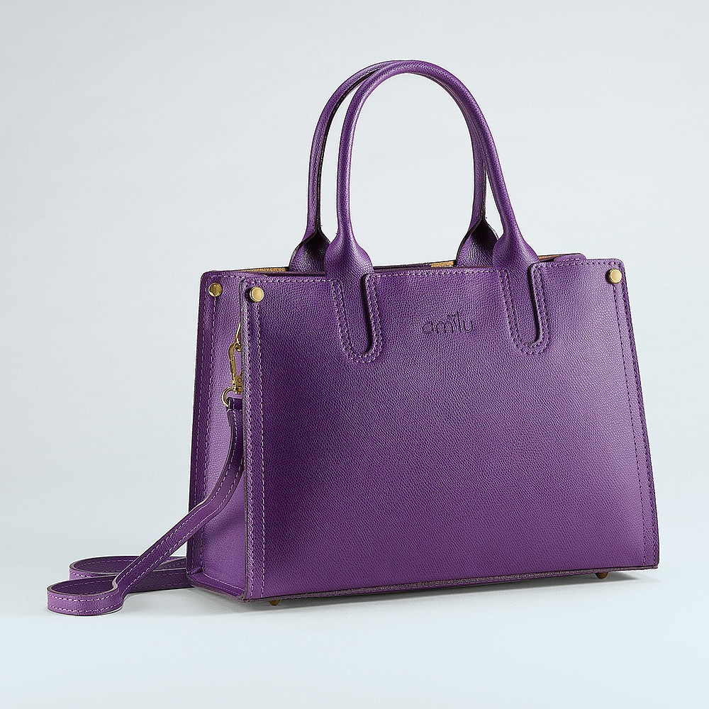 Poised in Purple Leather Bag