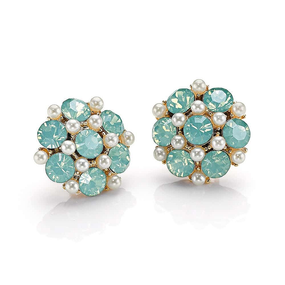 Seafoam Sparkle Crystal Stud Earrings