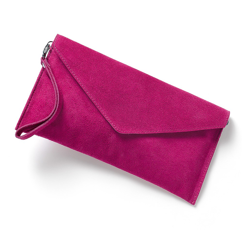 Feeling Fuchsia Suede Clutch Bag Statement Suede Pia Jewellery