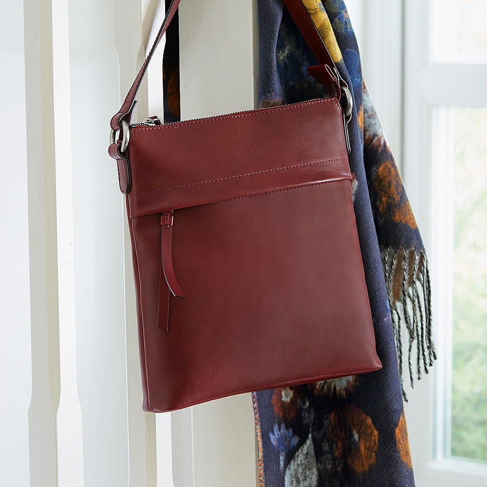 maroon leather purse