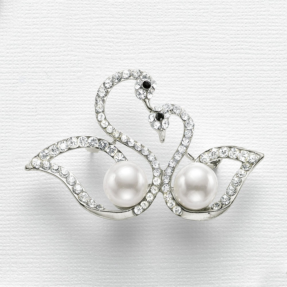 Swan Song Crystal Brooch