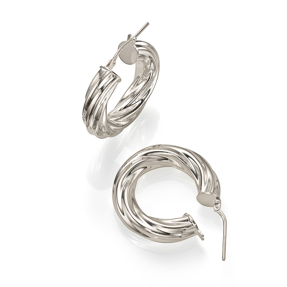 Silver Spiral Hoop Earrings