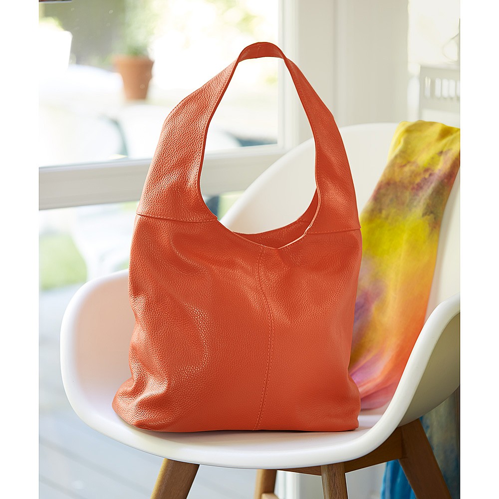My Clementine Leather Tote Bag Orange Shoulder Bag Colourful