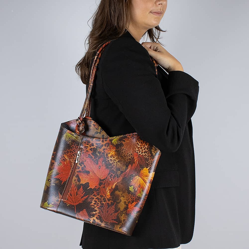 Leopard print leather clearance handbag