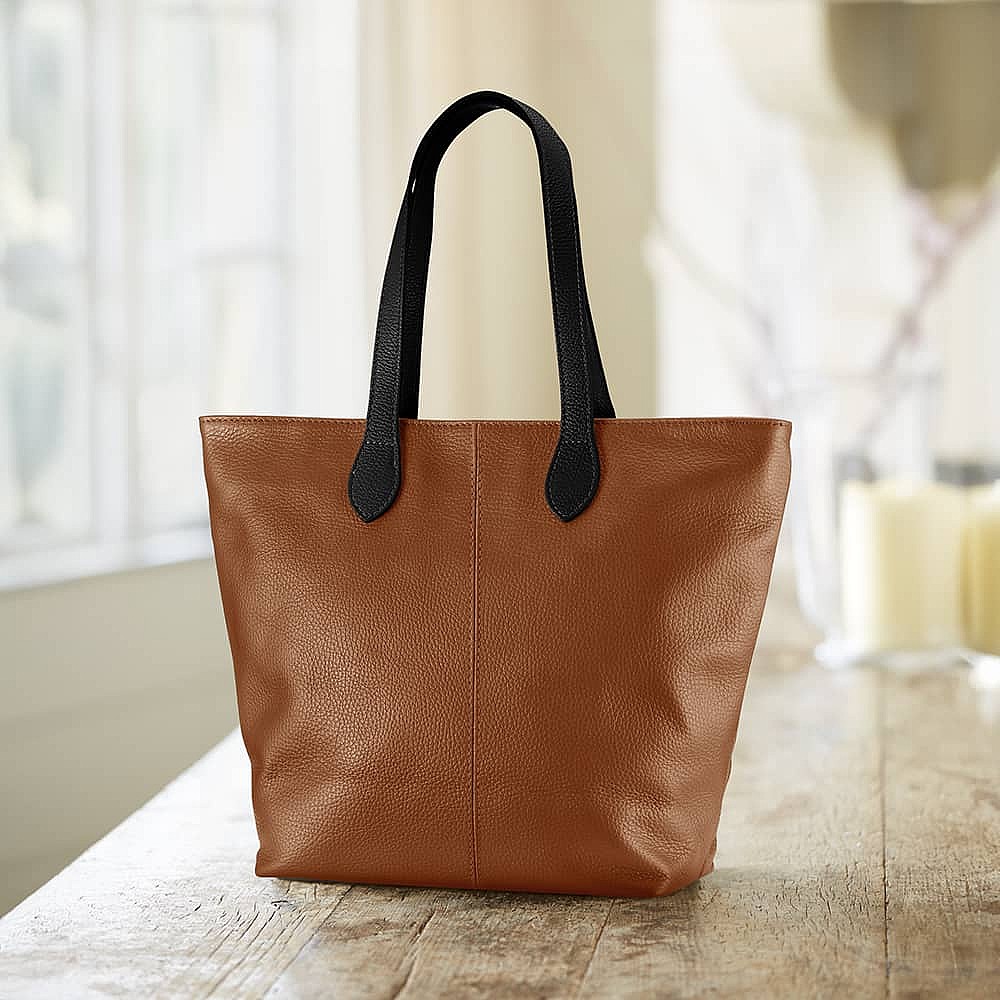 Around Town Tan Leather Tote Bag