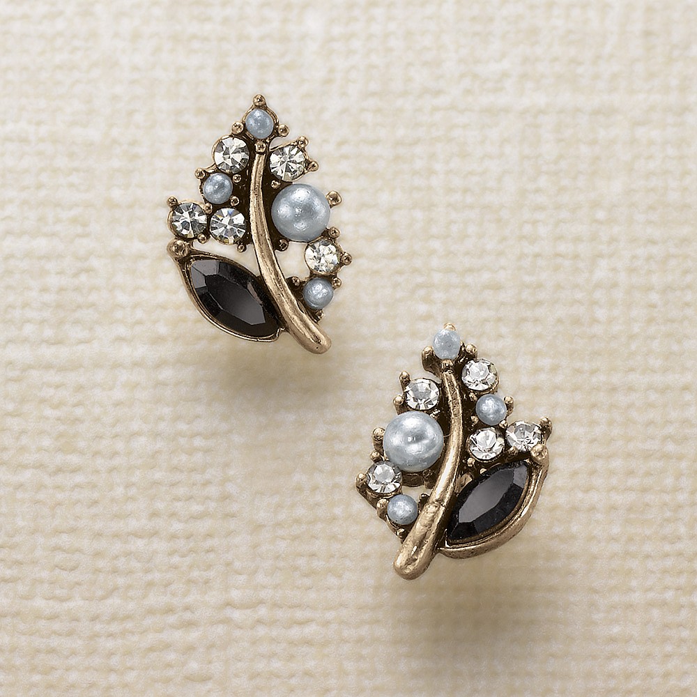 Vintage Vine Leaf Stud Earrings