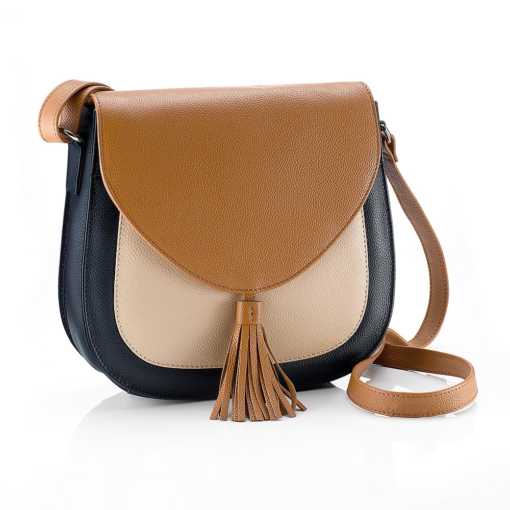 Naturally Navy Leather Saddle Bag