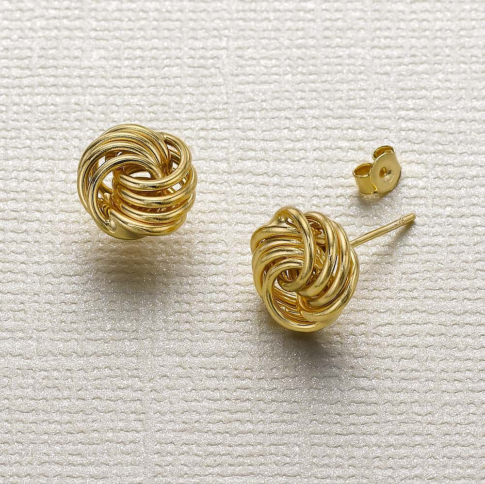 Forget Me Knot Gold Stud Earrings