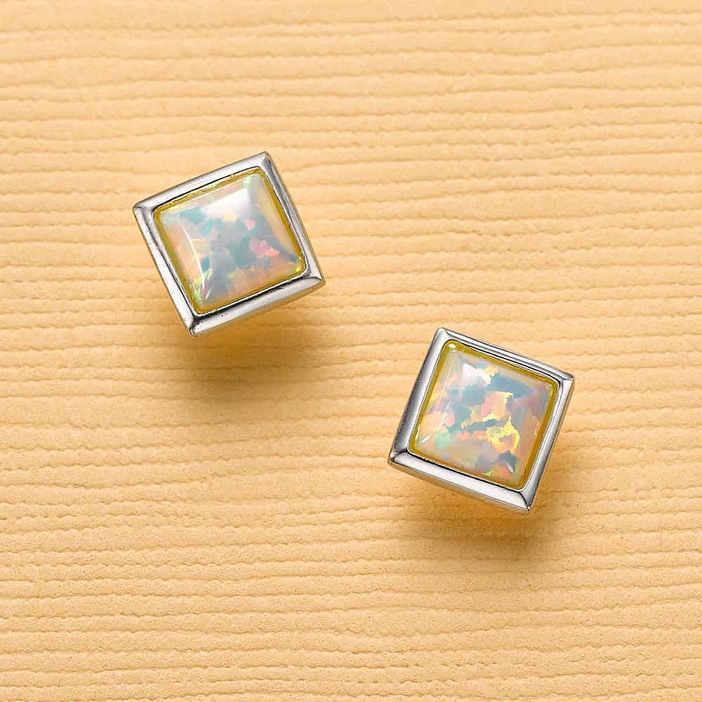 Simply Square Opalite Stud Earrings