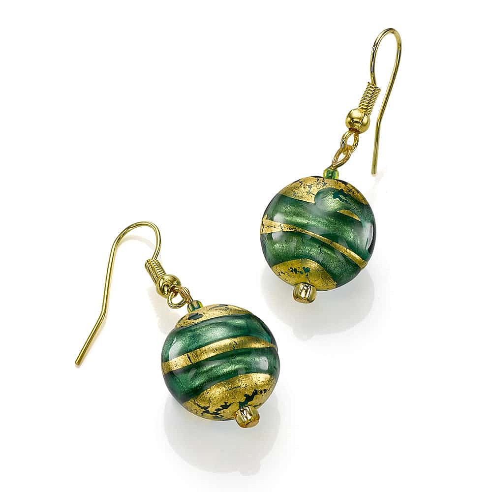 Gleam of Green Murano Earrings