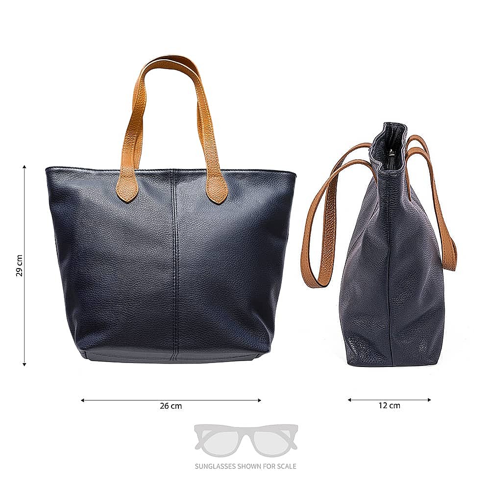 Around Town Navy Leather Tote Bag