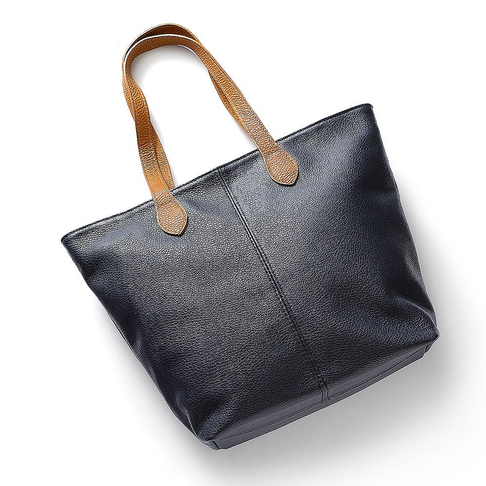 Around Town Navy Leather Tote Bag