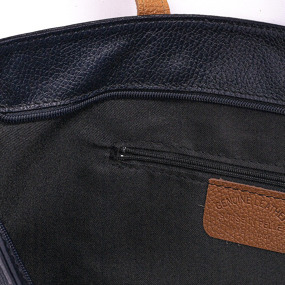 Around Town Navy Leather Tote Bag
