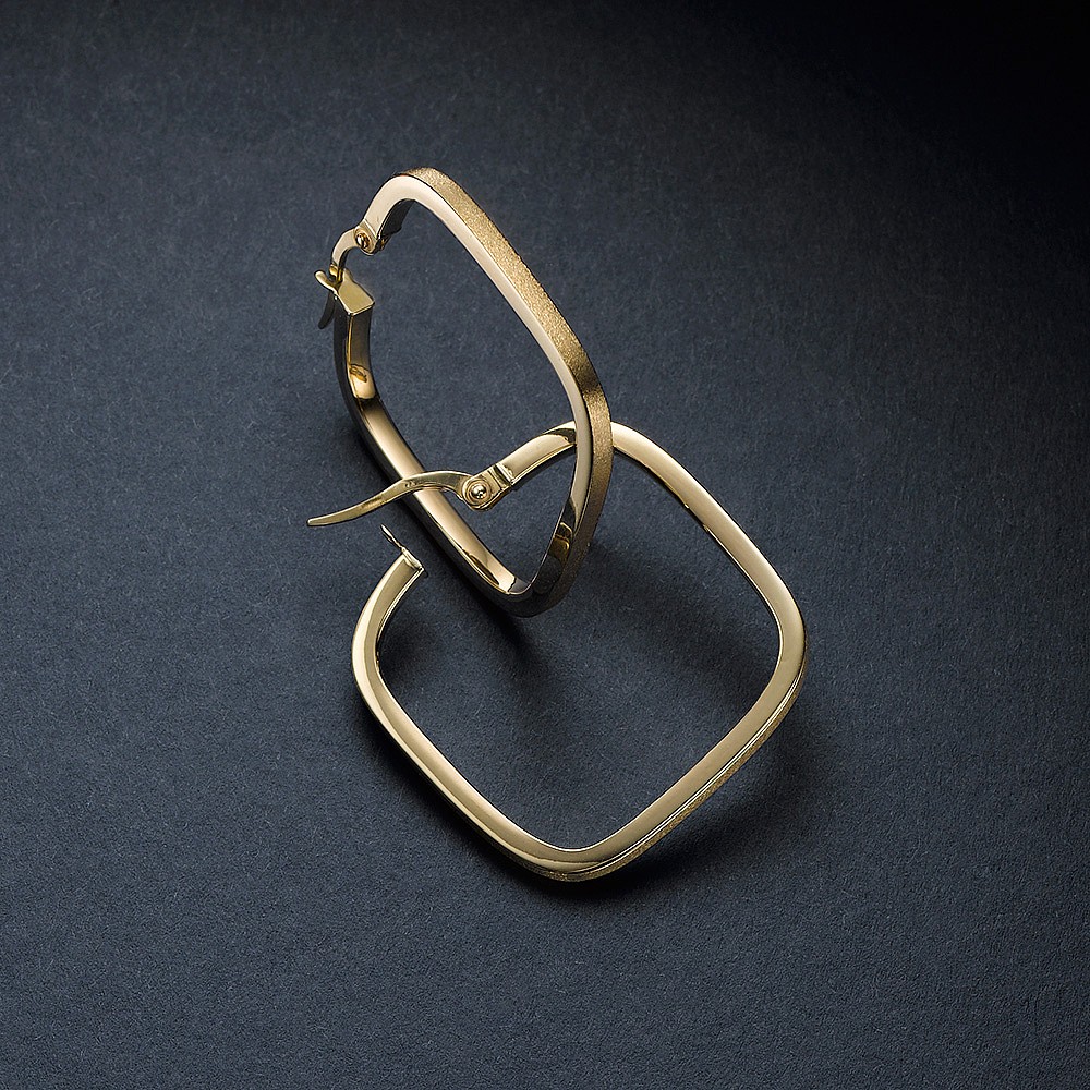 Square the Circle Gold Hoop Earrings