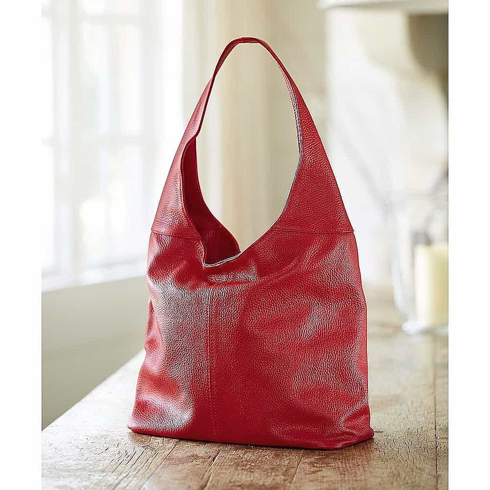 Cherry-Picked Red Leather Slouch Bag