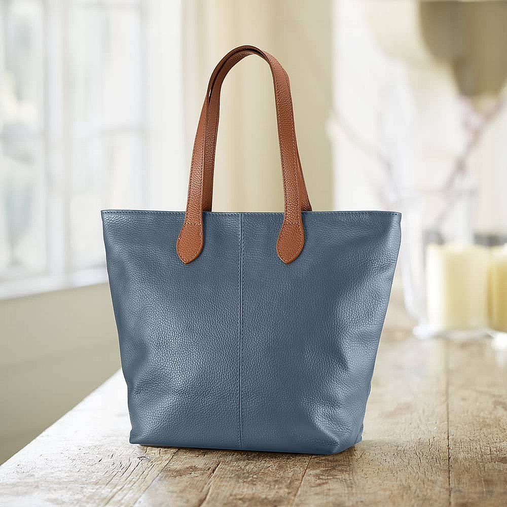 Around Town Denim Leather Tote Bag