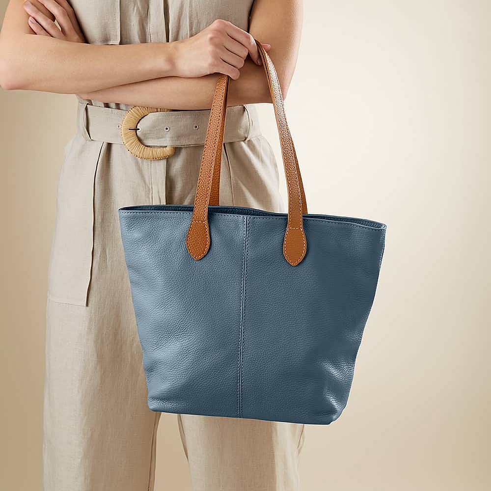 Around Town Denim Leather Tote Bag