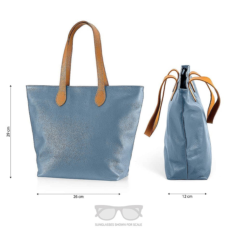 Around Town Denim Leather Tote Bag