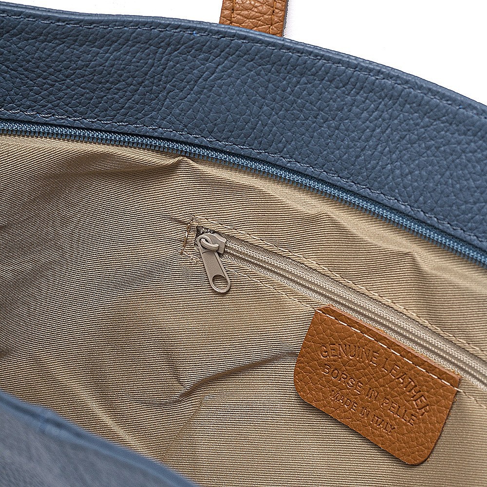 Around Town Denim Leather Tote Bag