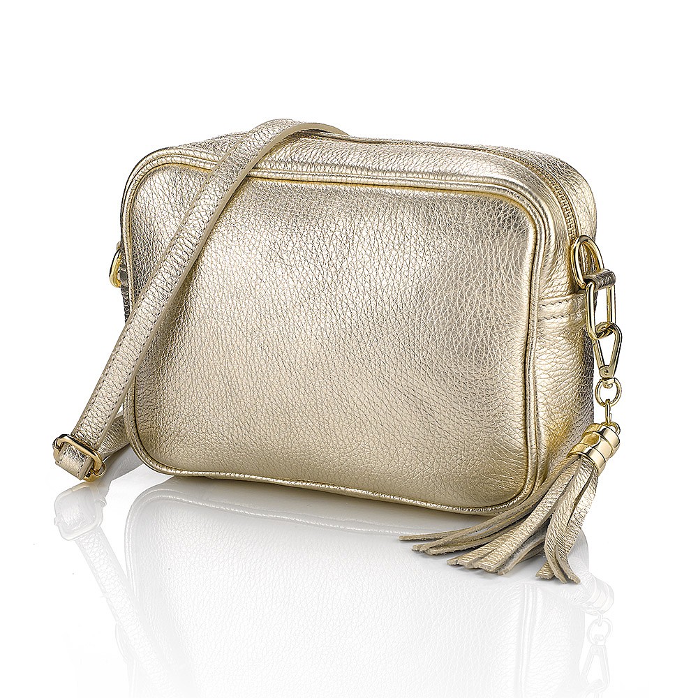Go for Gold Leather Cross-Body Bag